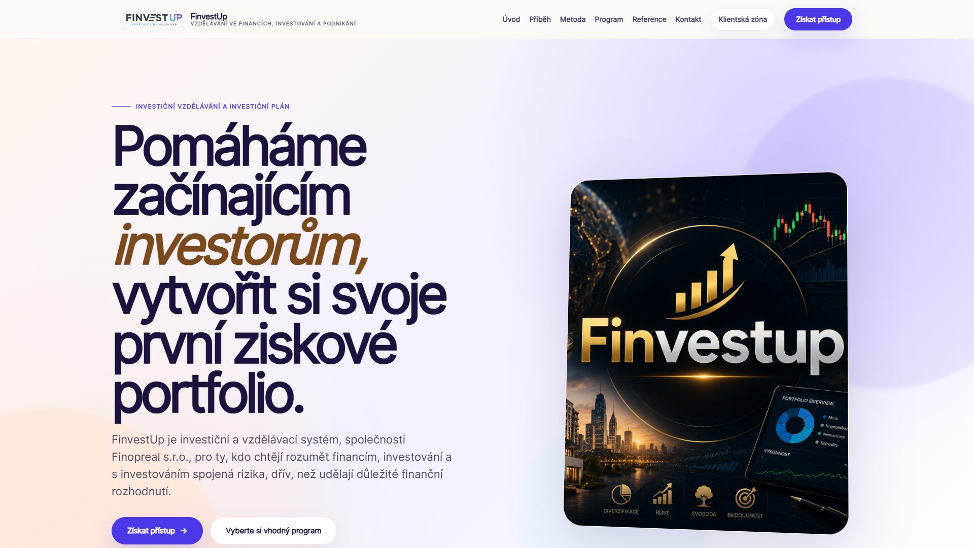 Web FinvestUp na počítači