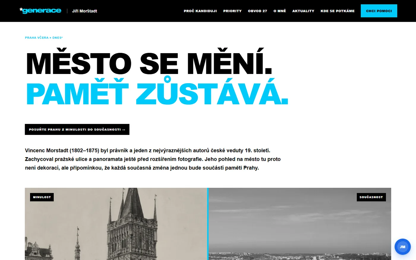Posuvník Praha včera a dnes