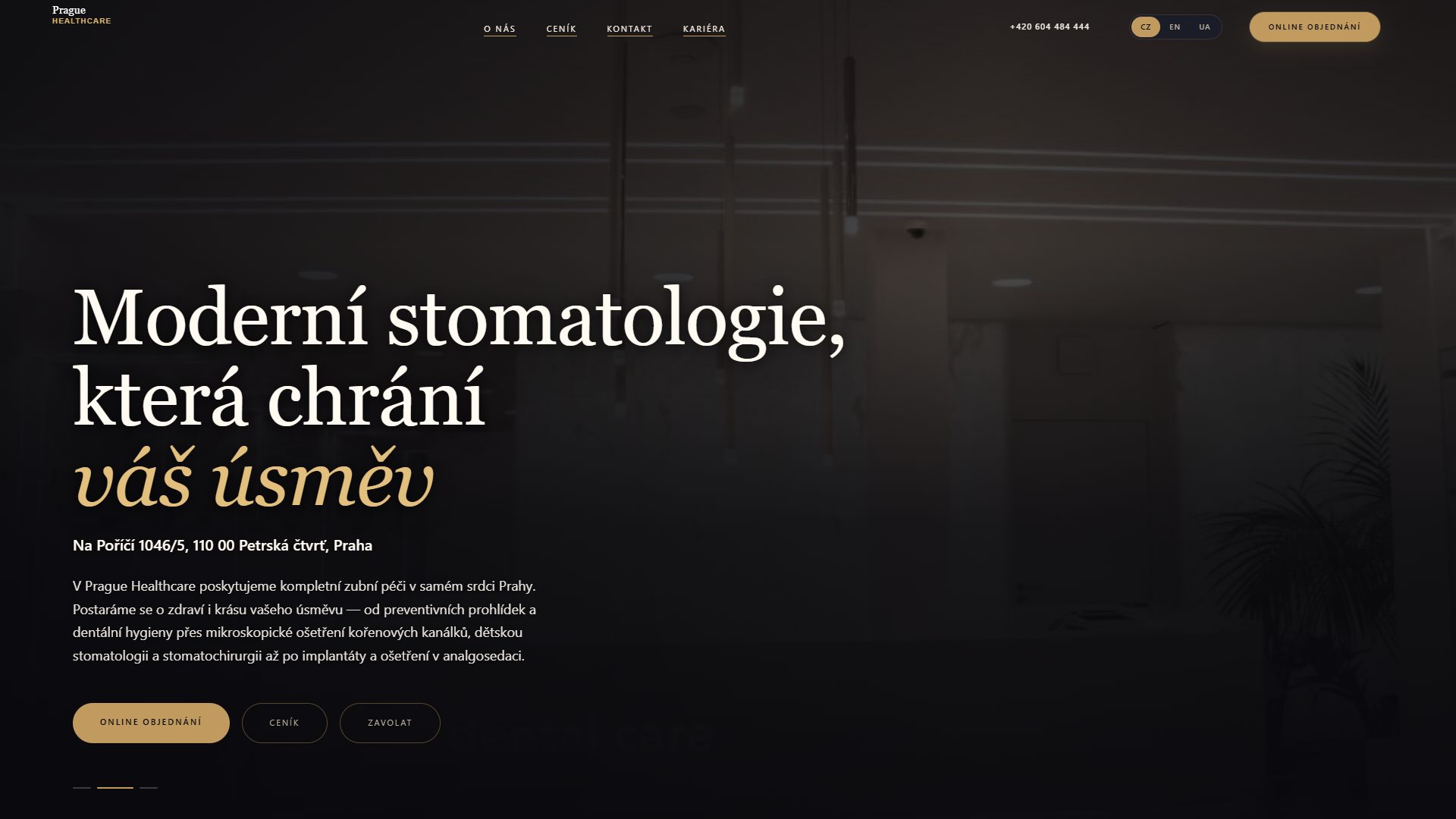 Web Prague Healthcare na počítači