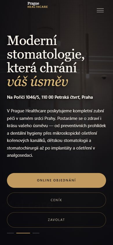 Web Prague Healthcare v telefonu