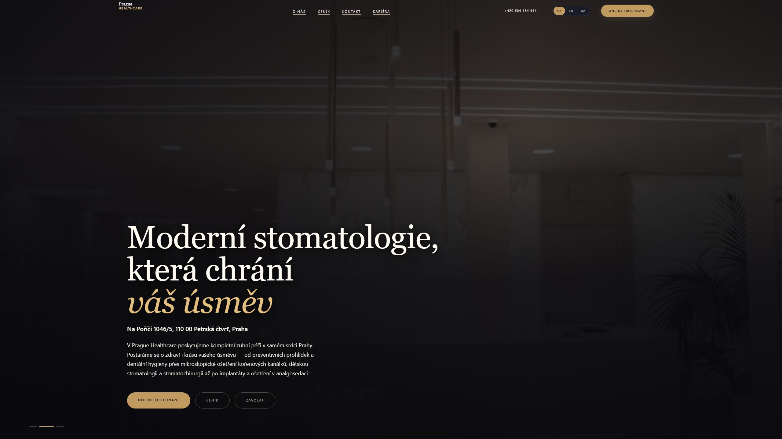 Website von Prague Healthcare – Monitor