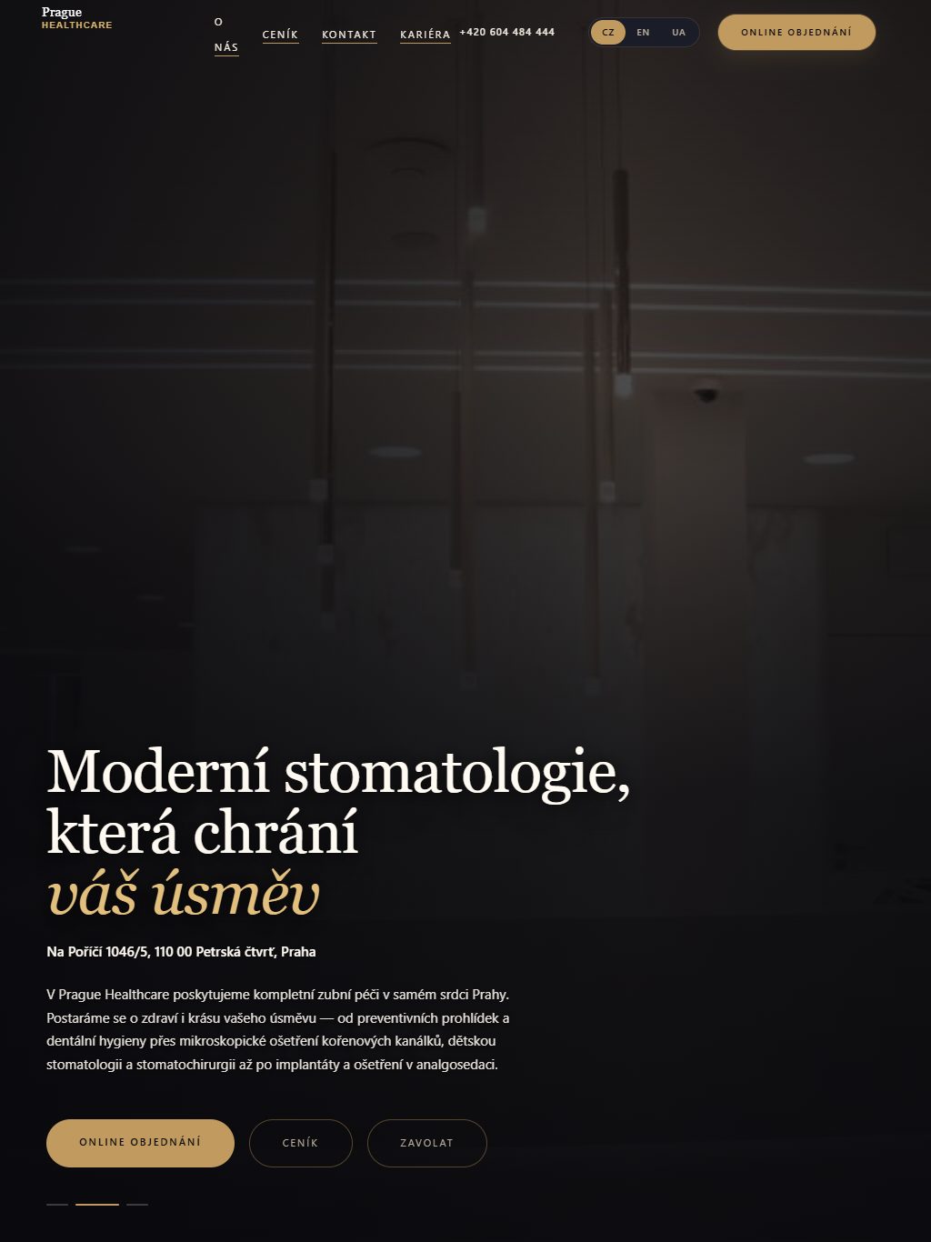 Website von Prague Healthcare – Tablet