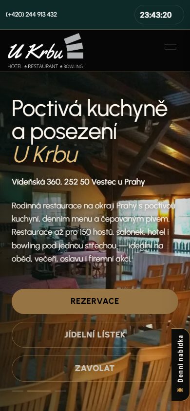Web Restaurace U Krbu v telefonu