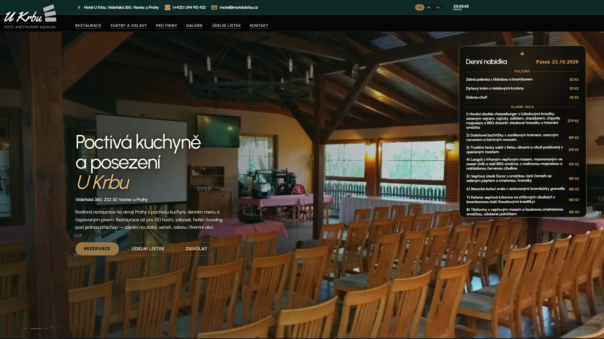 Website von Restaurace U Krbu – Monitor