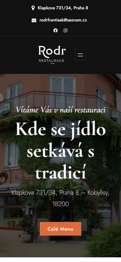 Web Restaurace Rodr v telefonu
