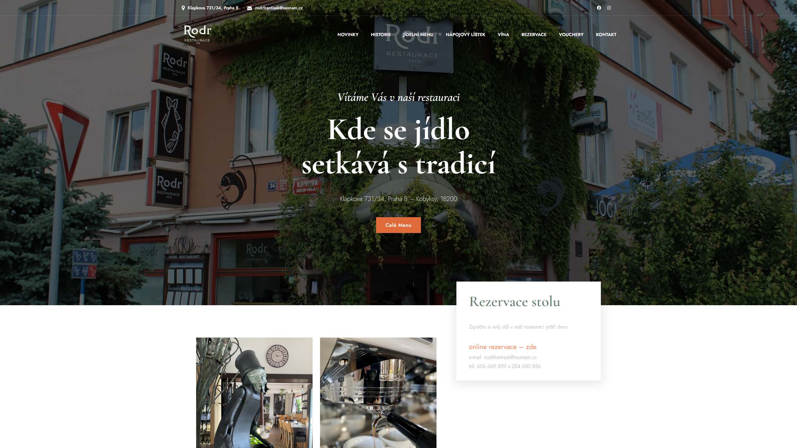 Website von Restaurace Rodr – Monitor
