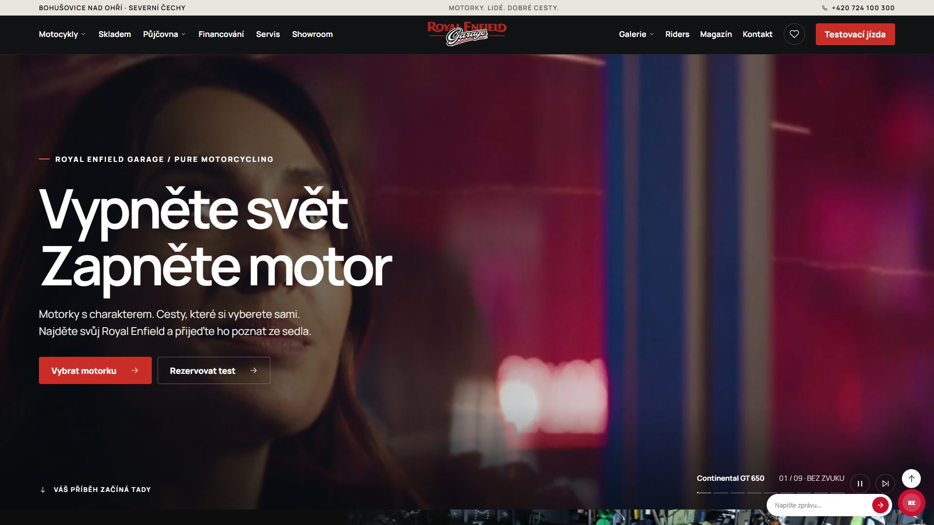 Web Royal Enfield Garage na počítači