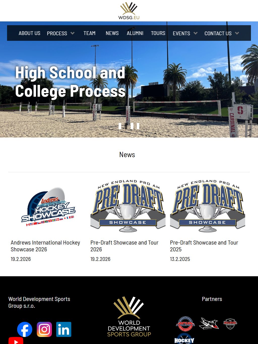 Website der World Development Sports Group – Tablet